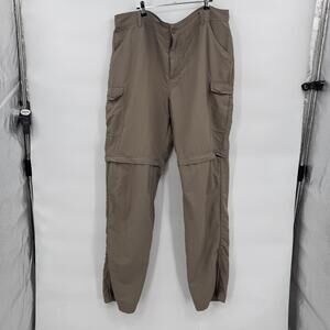 Cabela's Pants Mens 38x36 Beige Nylon Convertible Cargo Hiking Outdoor Travel